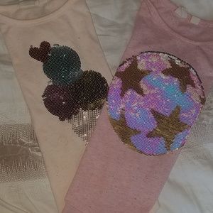 2 flippy sequin shirts